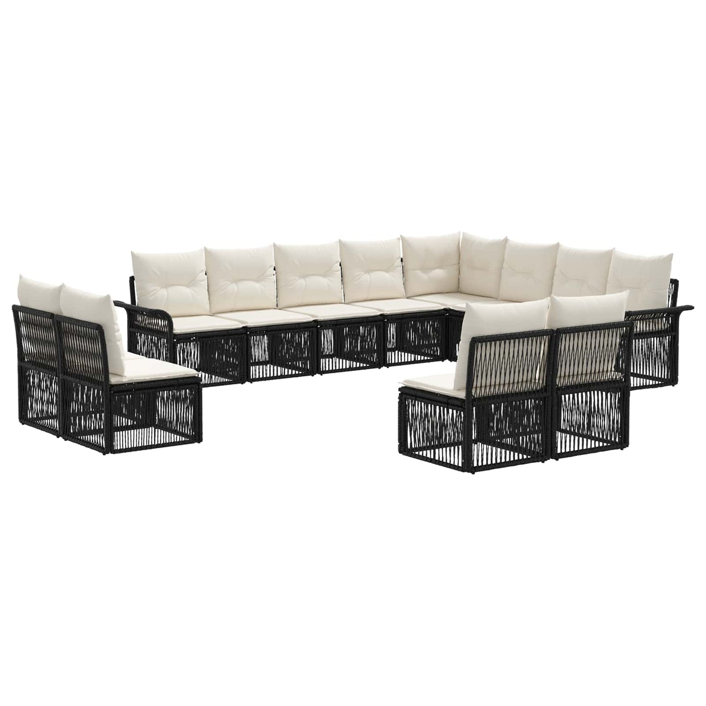 Tuinbankenset 12 pcs Zwart poly rattan