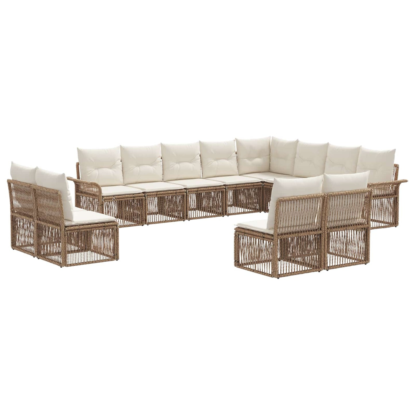 Tuinbankenset 12 pcs Beige poly rattan is nu te koop bij PeponiXL, paradijselijk wonen!