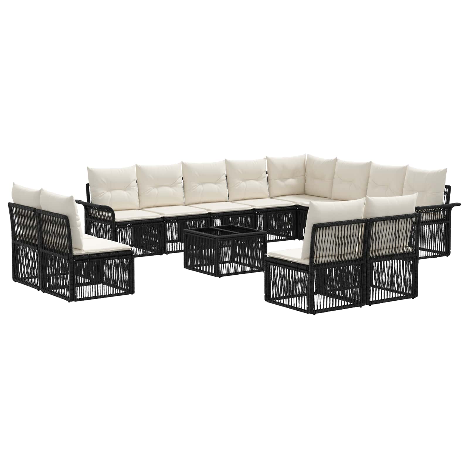 Tuinbankenset 13 pcs Zwart poly rattan is nu te koop bij PeponiXL, paradijselijk wonen!