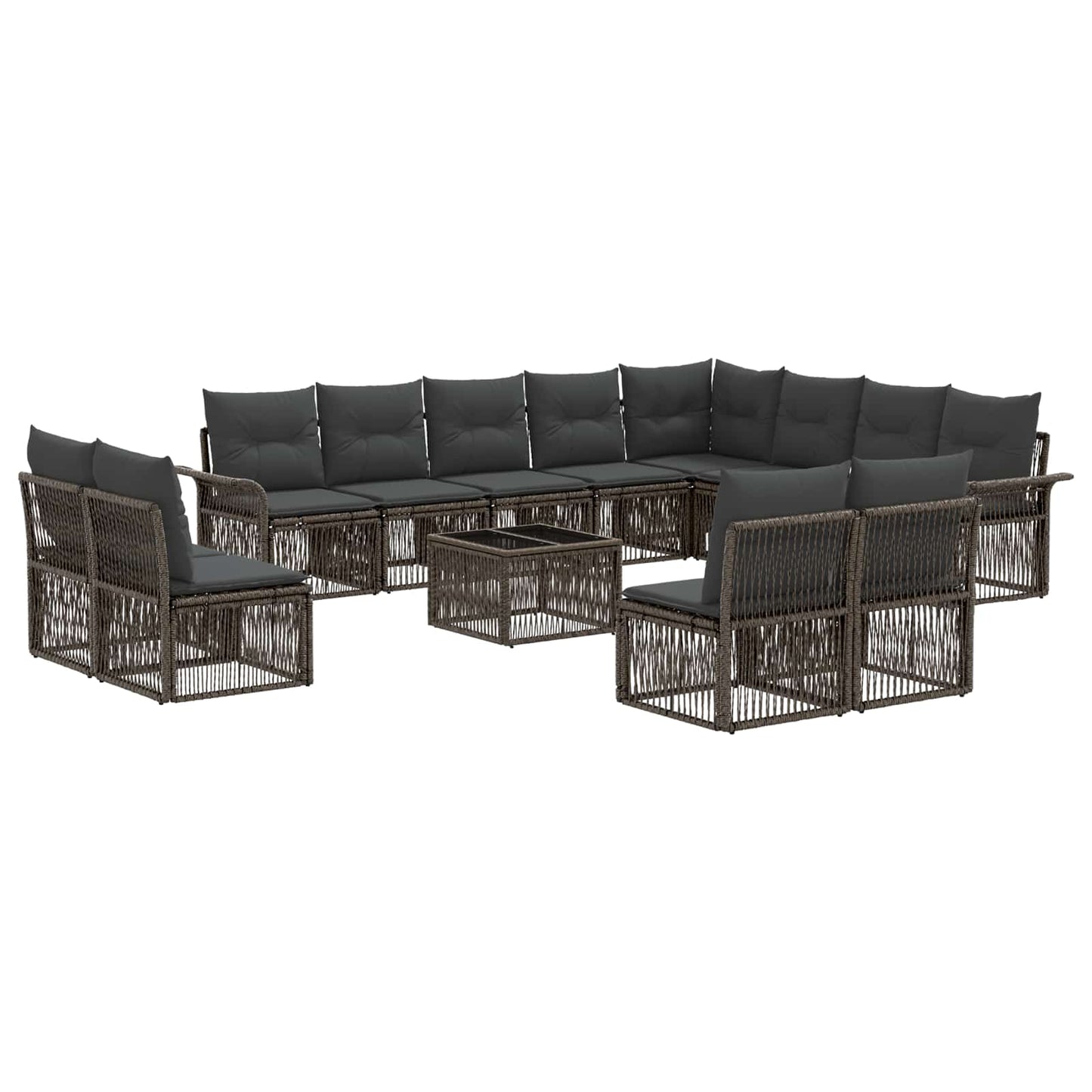 Tuinbankenset 13 pcs Grijs poly rattan is nu te koop bij PeponiXL, paradijselijk wonen!