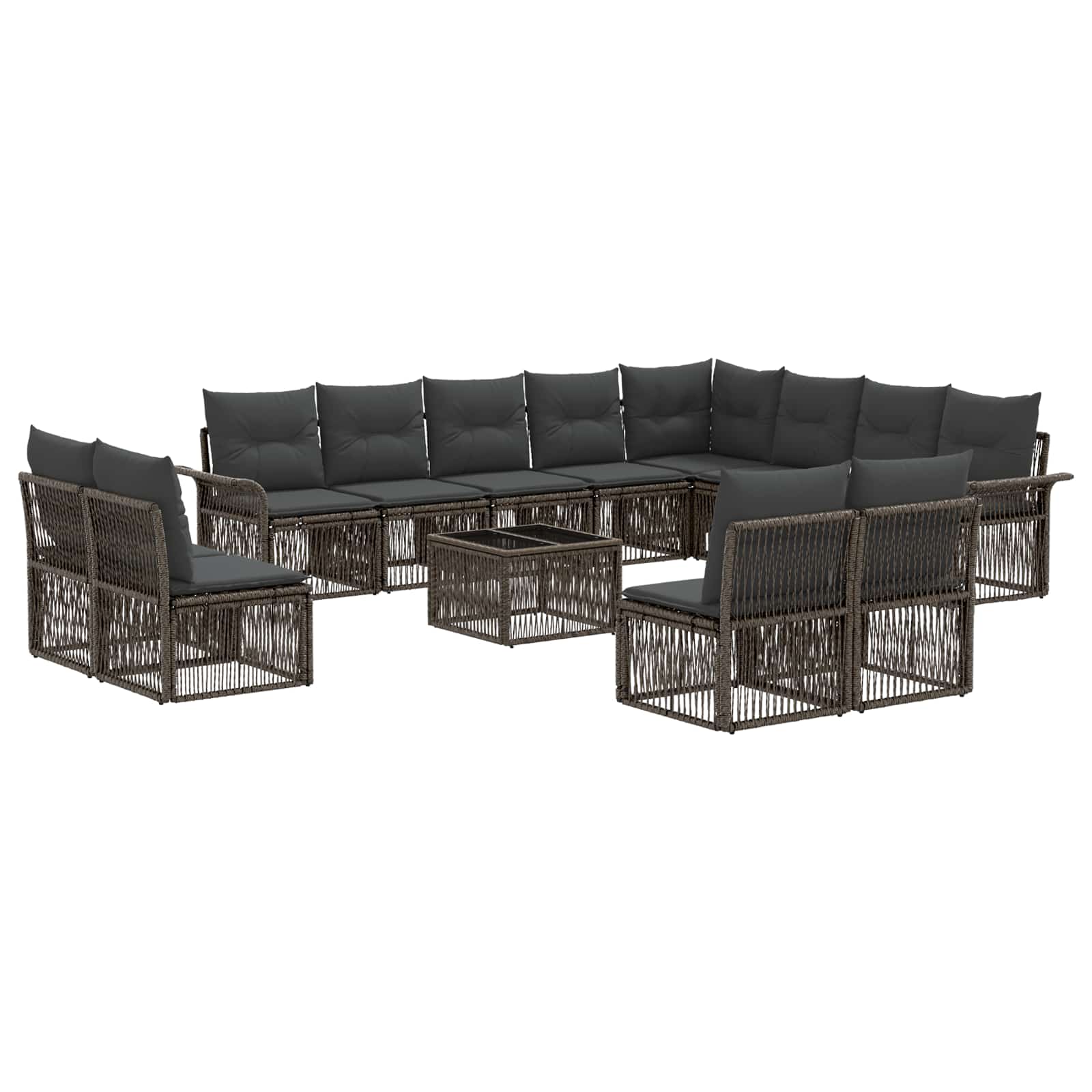 Tuinbankenset 13 pcs Grijs poly rattan is nu te koop bij PeponiXL, paradijselijk wonen!