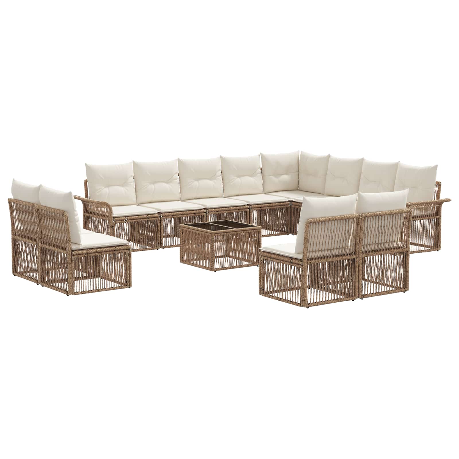 Tuinbankenset 13 pcs Beige poly rattan is nu te koop bij PeponiXL, paradijselijk wonen!