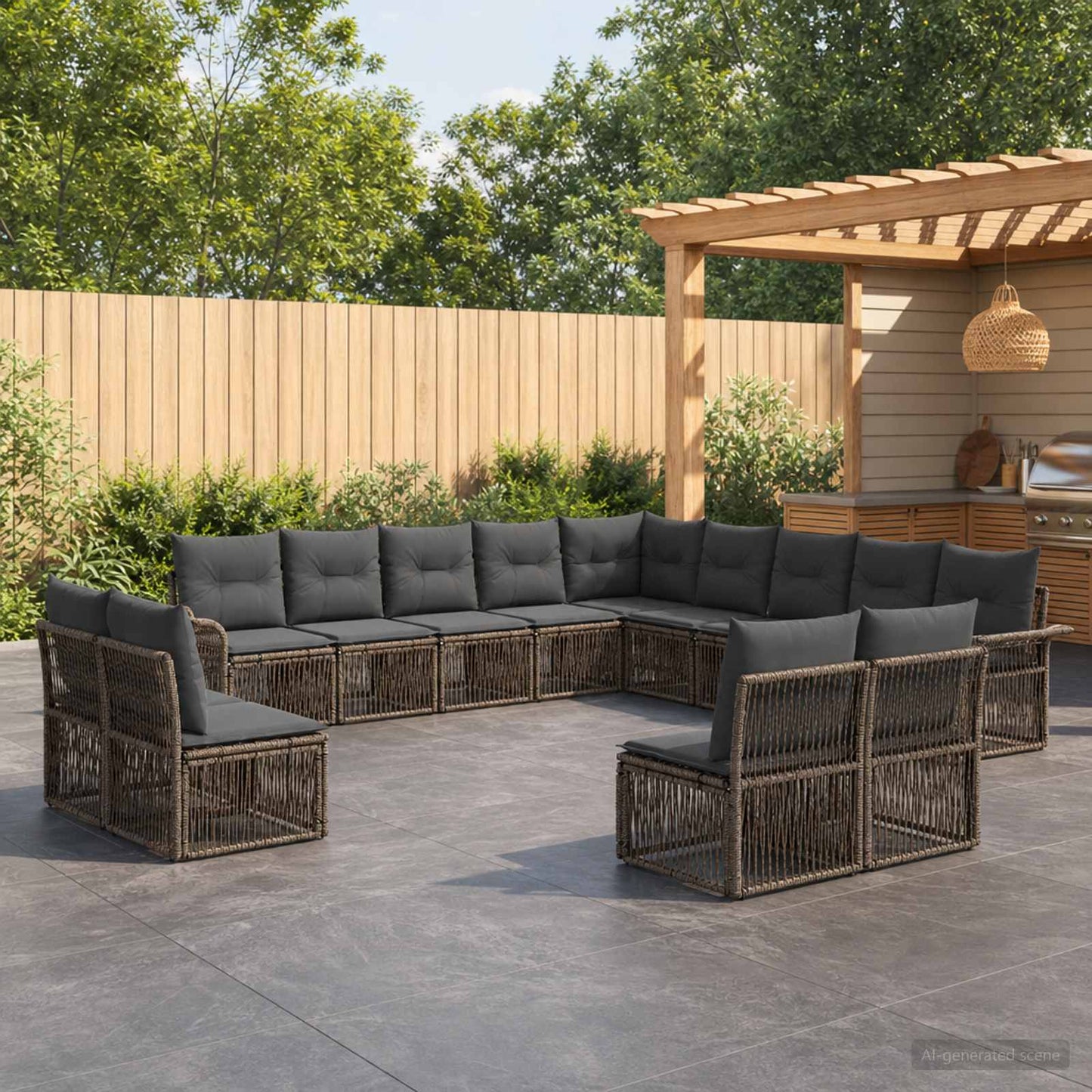 Tuinbankenset 13 pcs Grijs poly rattan is nu te koop bij PeponiXL, paradijselijk wonen!