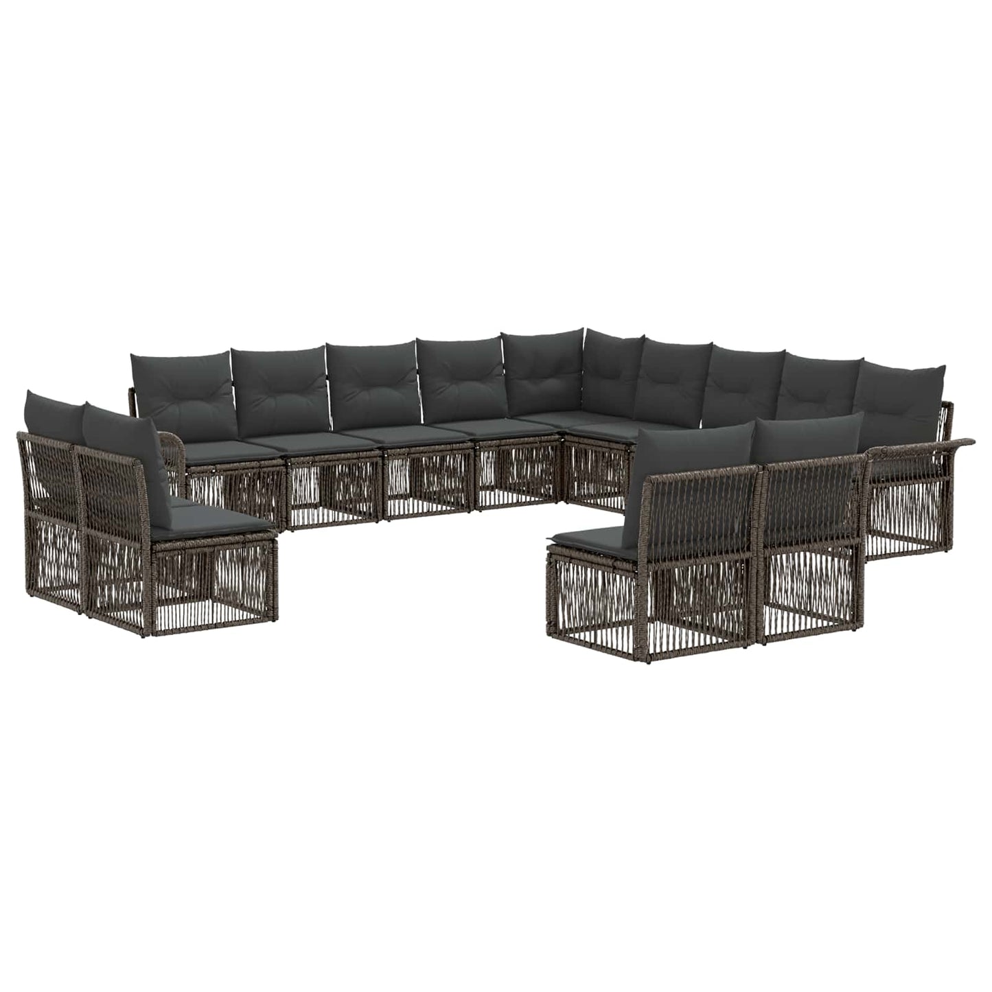 Tuinbankenset 13 pcs Grijs poly rattan is nu te koop bij PeponiXL, paradijselijk wonen!