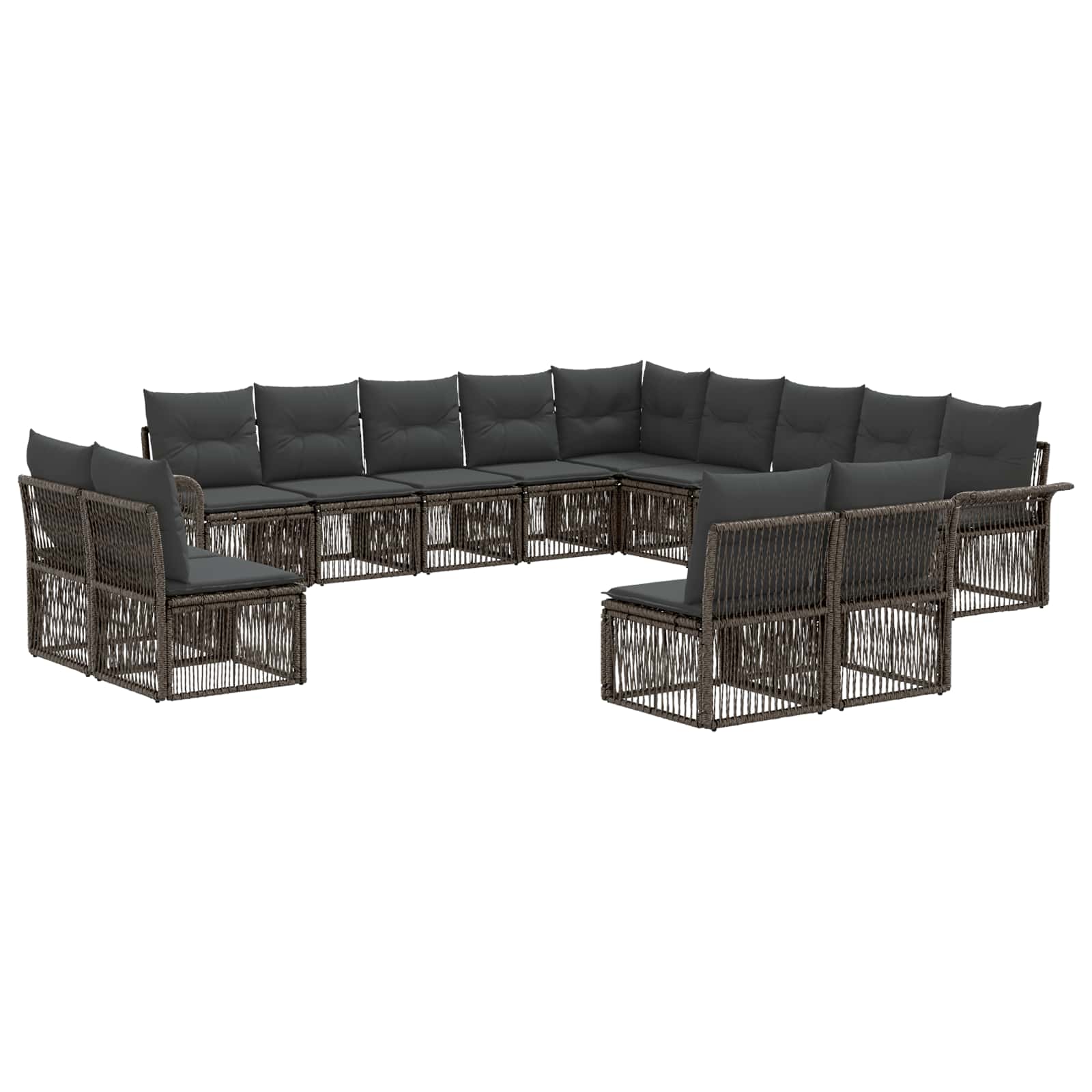 Tuinbankenset 13 pcs Grijs poly rattan is nu te koop bij PeponiXL, paradijselijk wonen!