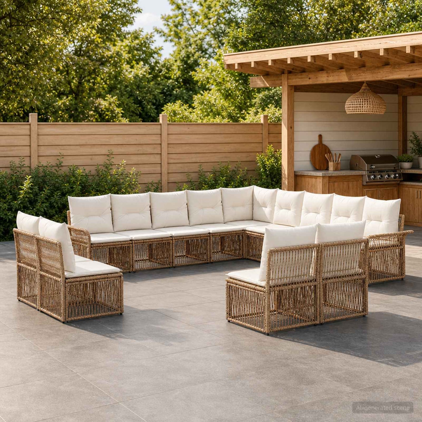 Tuinbankenset 13 pcs Beige poly rattan is nu te koop bij PeponiXL, paradijselijk wonen!