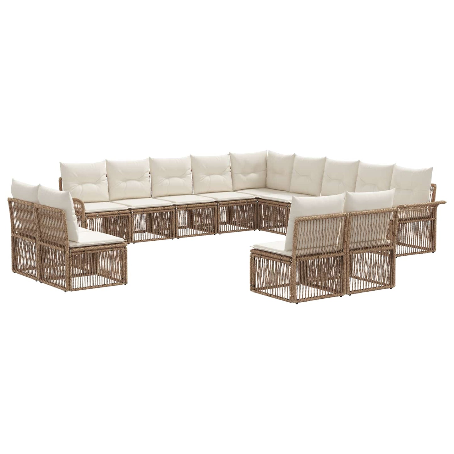 Tuinbankenset 13 pcs Beige poly rattan is nu te koop bij PeponiXL, paradijselijk wonen!