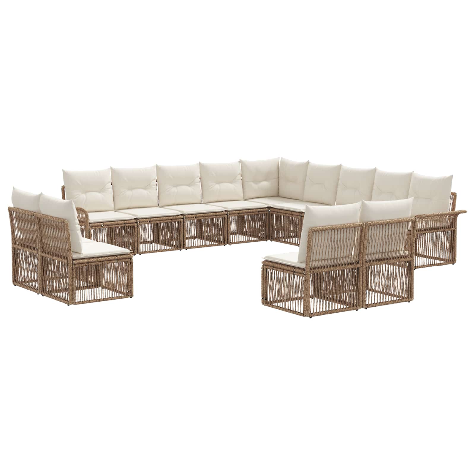 Tuinbankenset 13 pcs Beige poly rattan is nu te koop bij PeponiXL, paradijselijk wonen!