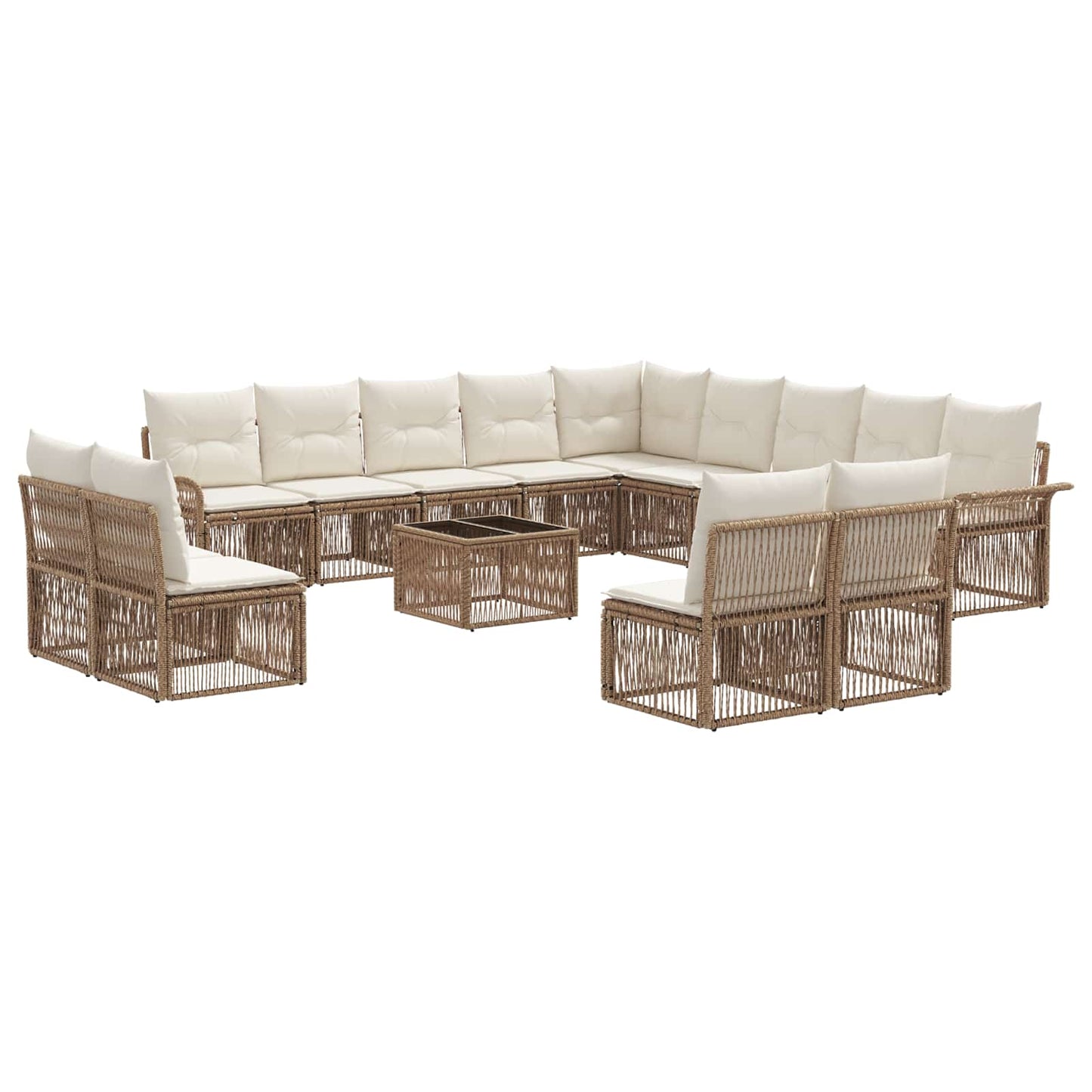 Tuinbankenset 14 pcs Beige poly rattan is nu te koop bij PeponiXL, paradijselijk wonen!