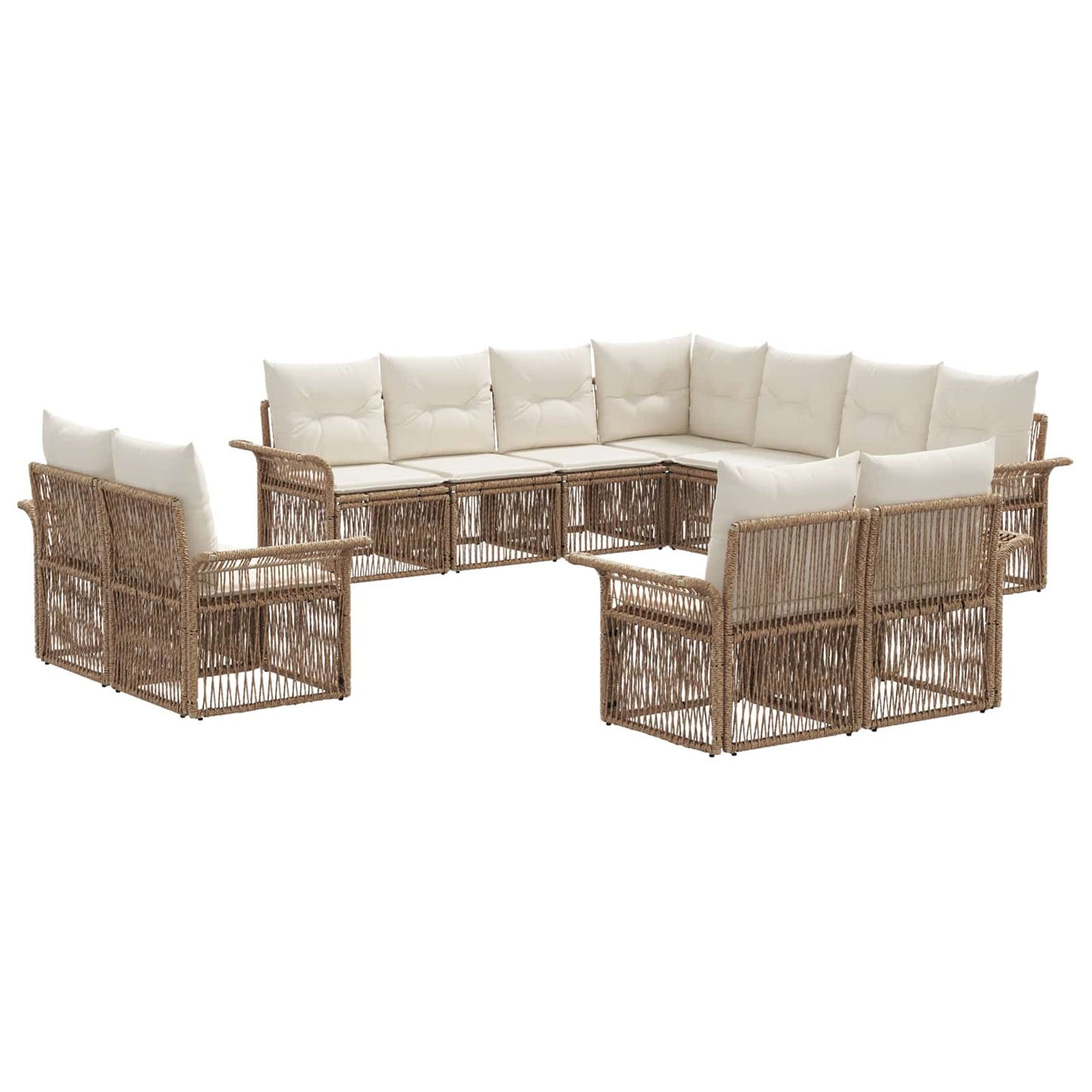 Tuinbankenset 11 pcs Beige en Crème Wit poly rattan is nu te koop bij PeponiXL, paradijselijk wonen!