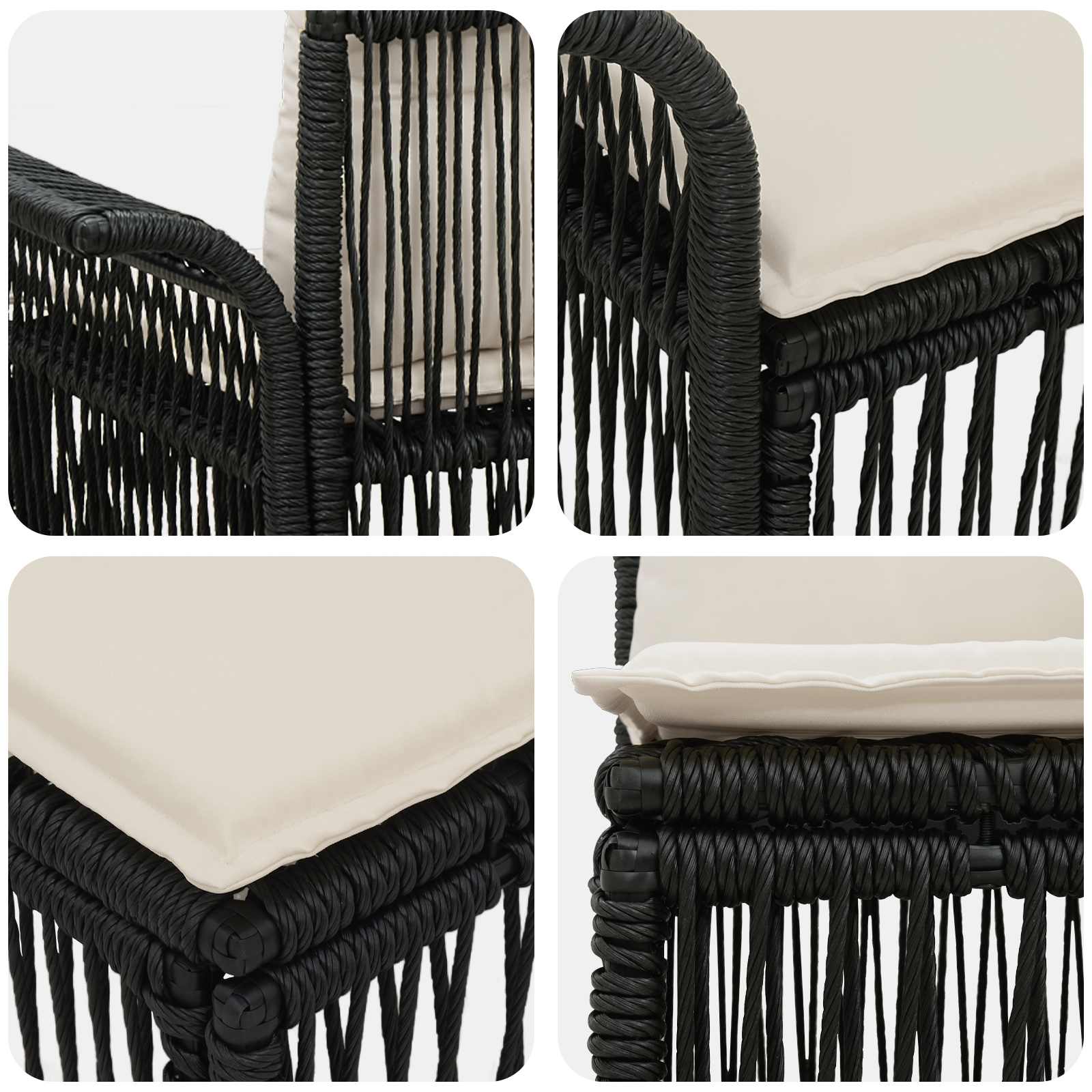 Tuinbankenset 12 pcs Zwart en Cream Wit poly rattan is nu te koop bij PeponiXL, paradijselijk wonen!