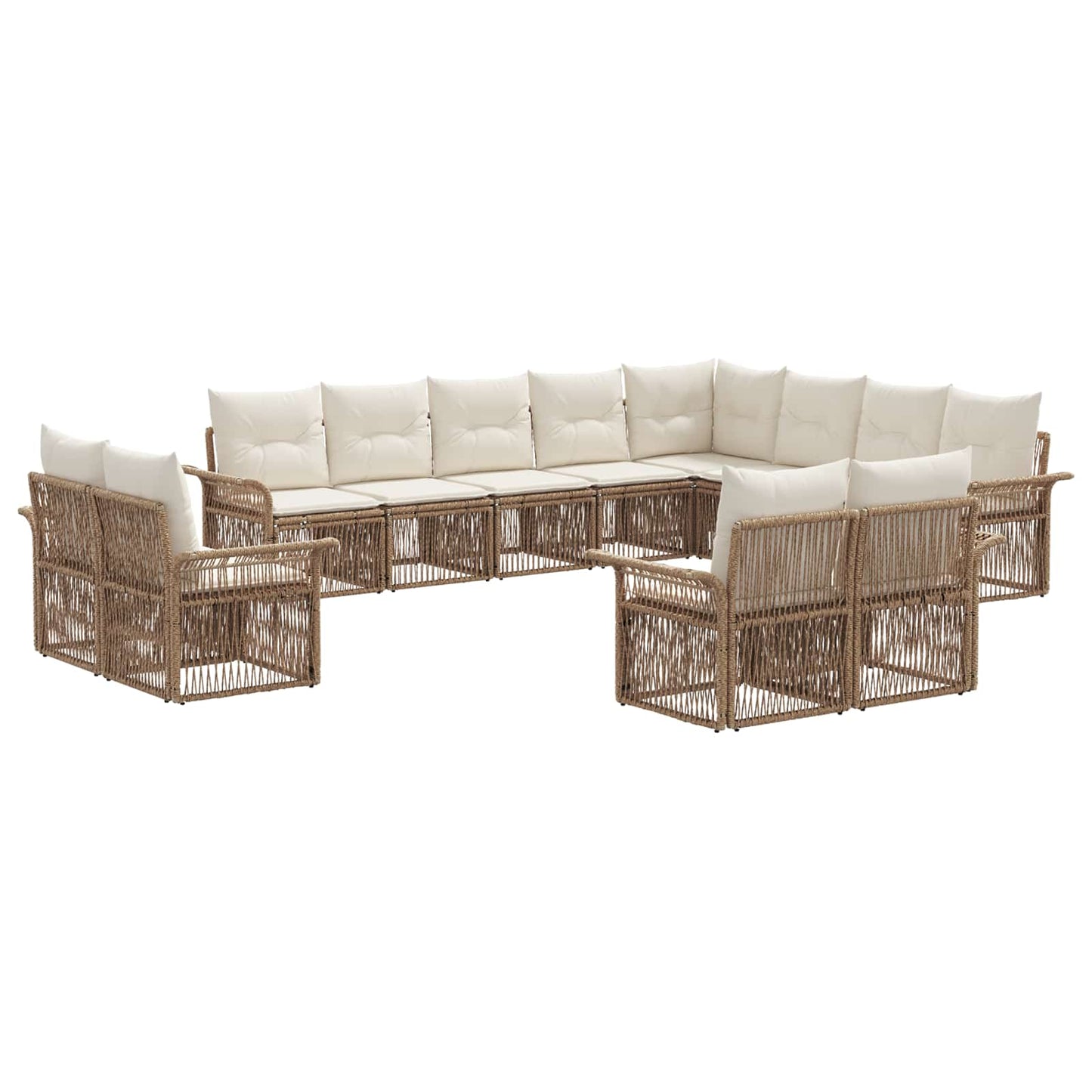 Tuinbankenset 12 pcs Beige en Crème Wit poly rattan is nu te koop bij PeponiXL, paradijselijk wonen!