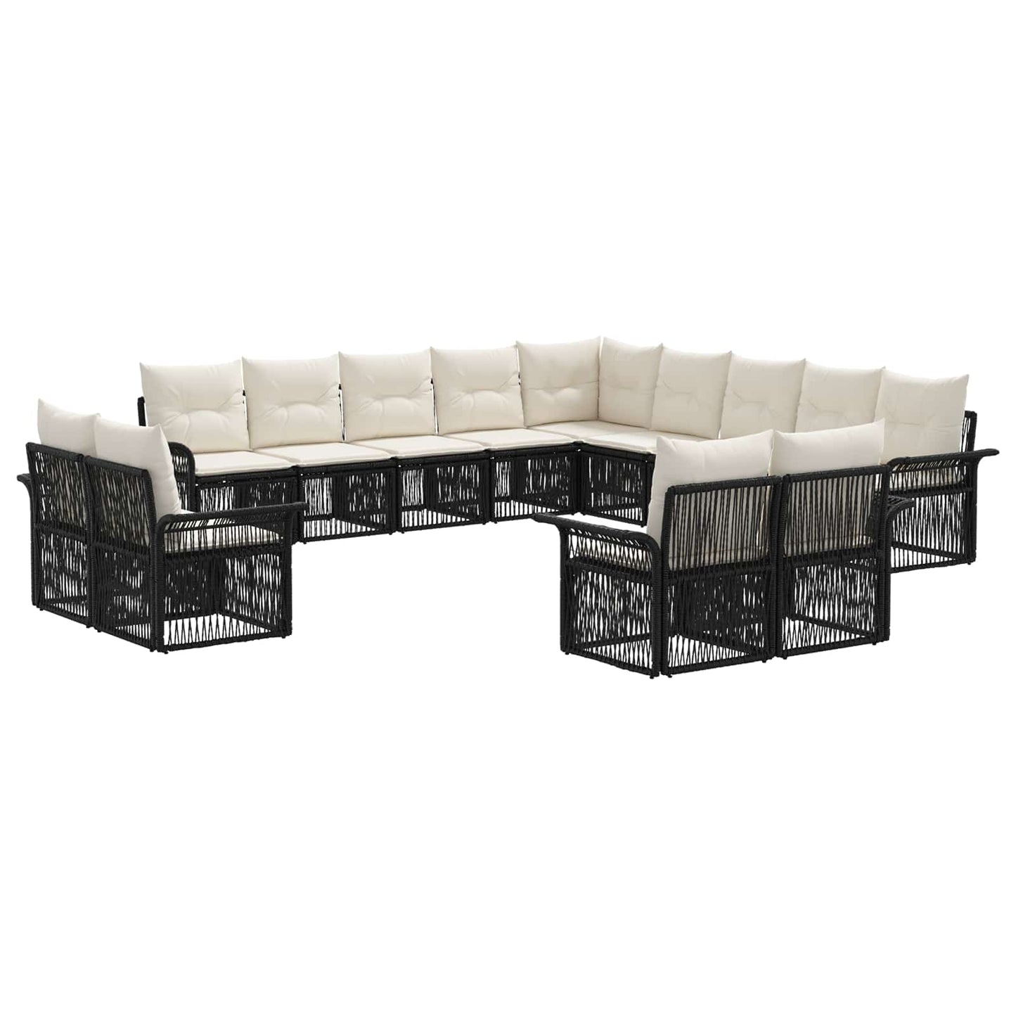 Tuinbankenset 13 pcs Zwart en Cream Wit poly rattan is nu te koop bij PeponiXL, paradijselijk wonen!