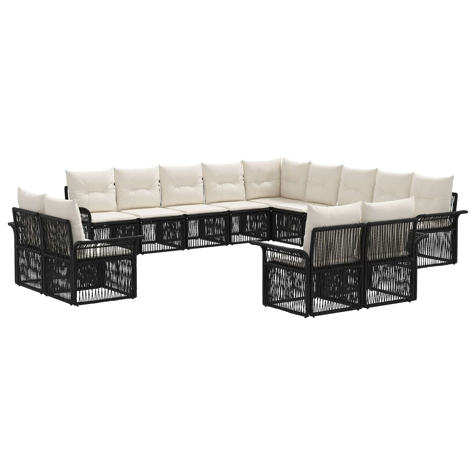 Tuinbankenset 13 pcs Zwart en Cream Wit poly rattan is nu te koop bij PeponiXL, paradijselijk wonen!