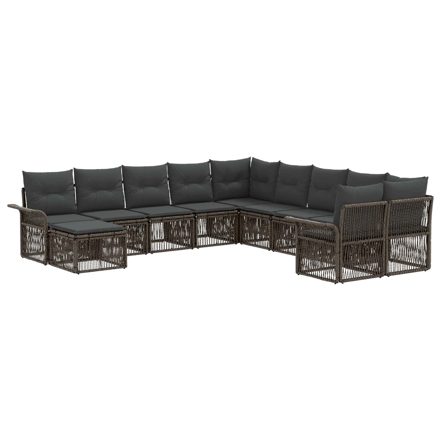 Tuinbankenset 11 pcs Grijs en Donkergrijs poly rattan is nu te koop bij PeponiXL, paradijselijk wonen!