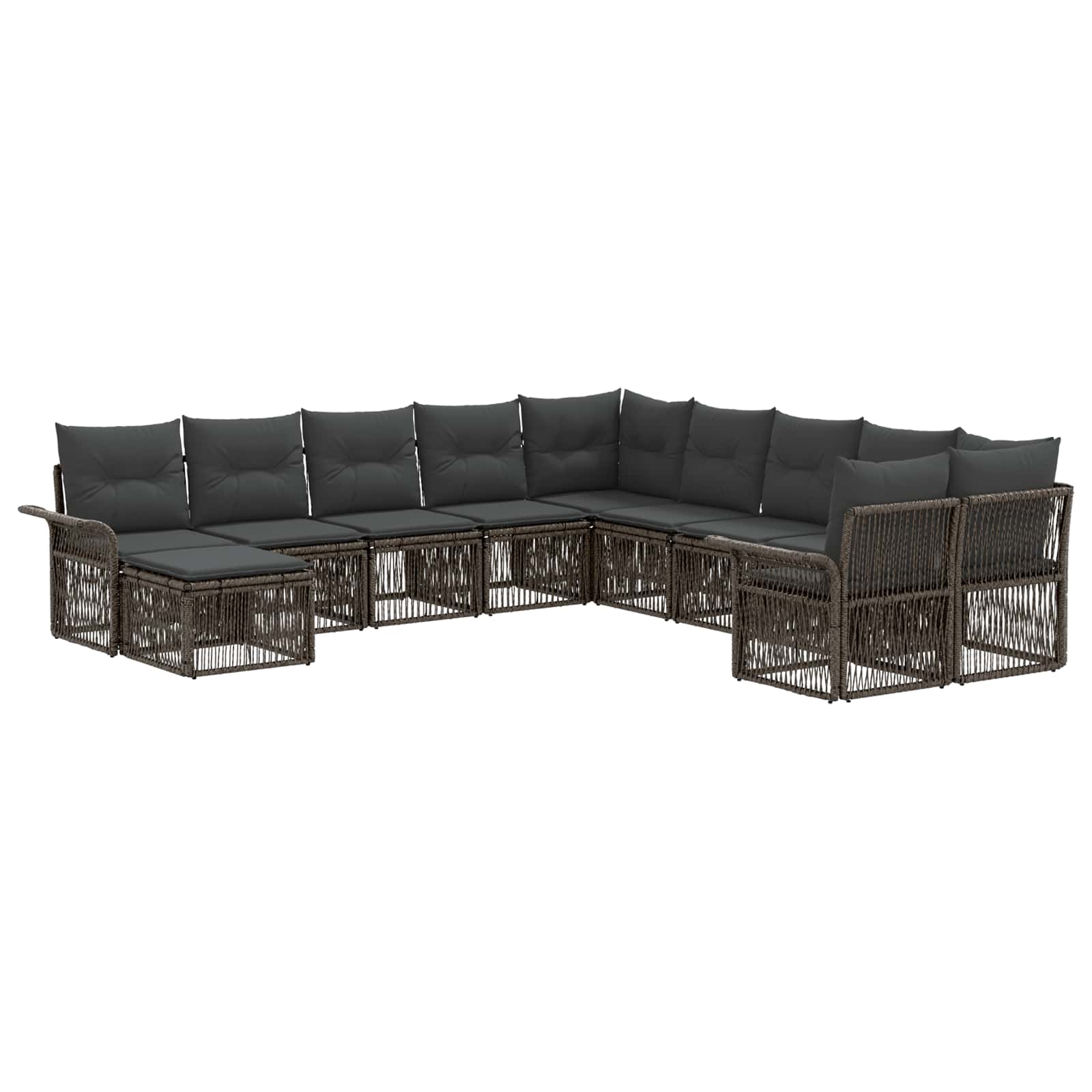 Tuinbankenset 11 pcs Grijs en Donkergrijs poly rattan is nu te koop bij PeponiXL, paradijselijk wonen!