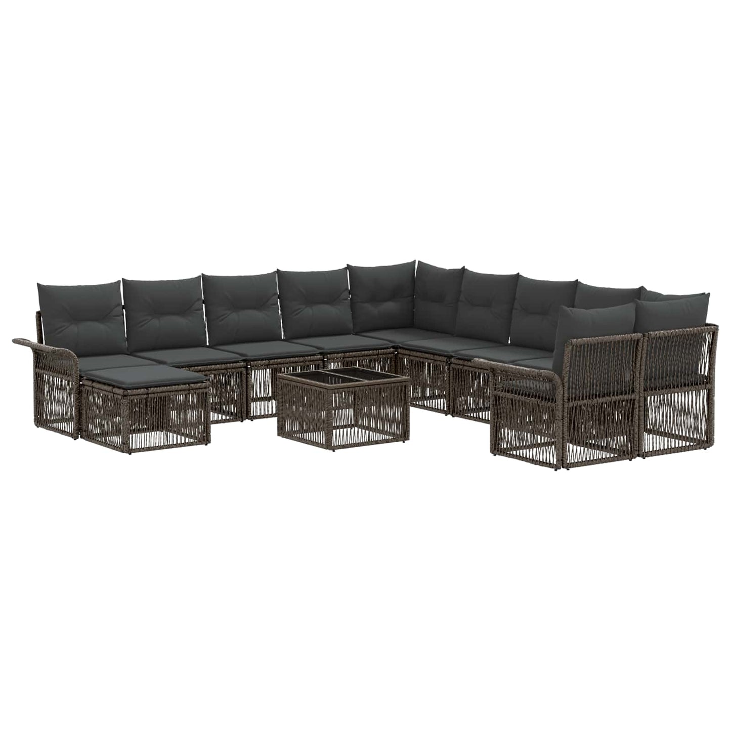 Tuinbankenset 12 pcs Grijs en Donkergrijs poly rattan is nu te koop bij PeponiXL, paradijselijk wonen!