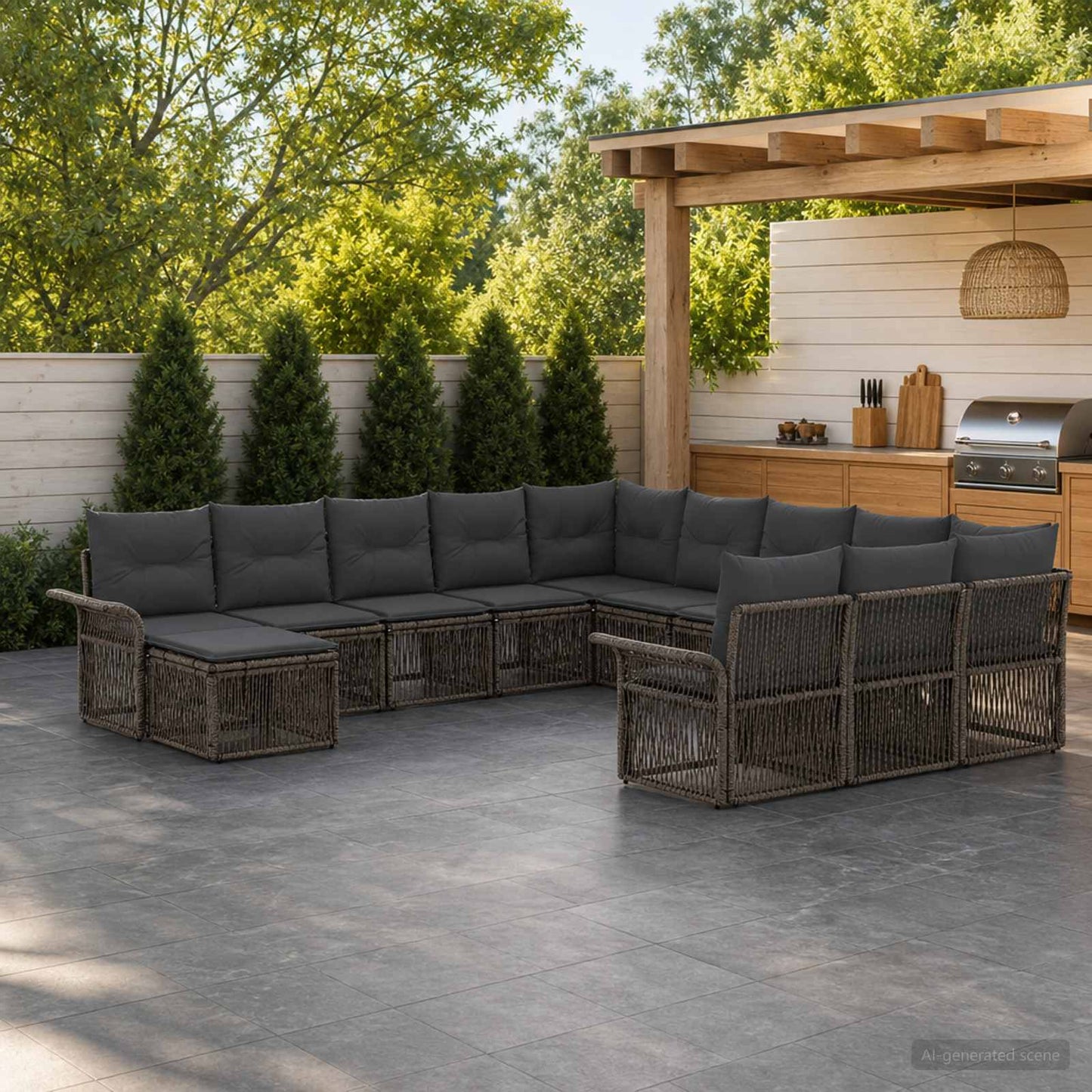 Tuinbankenset 12 pcs Grijs en Donkergrijs poly rattan is nu te koop bij PeponiXL, paradijselijk wonen!