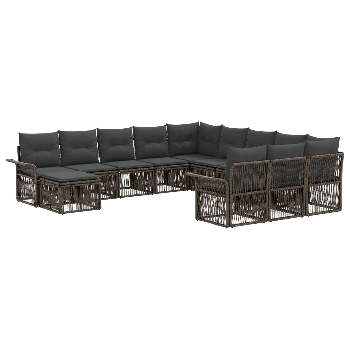 Tuinbankenset 12 pcs Grijs en Donkergrijs poly rattan is nu te koop bij PeponiXL, paradijselijk wonen!