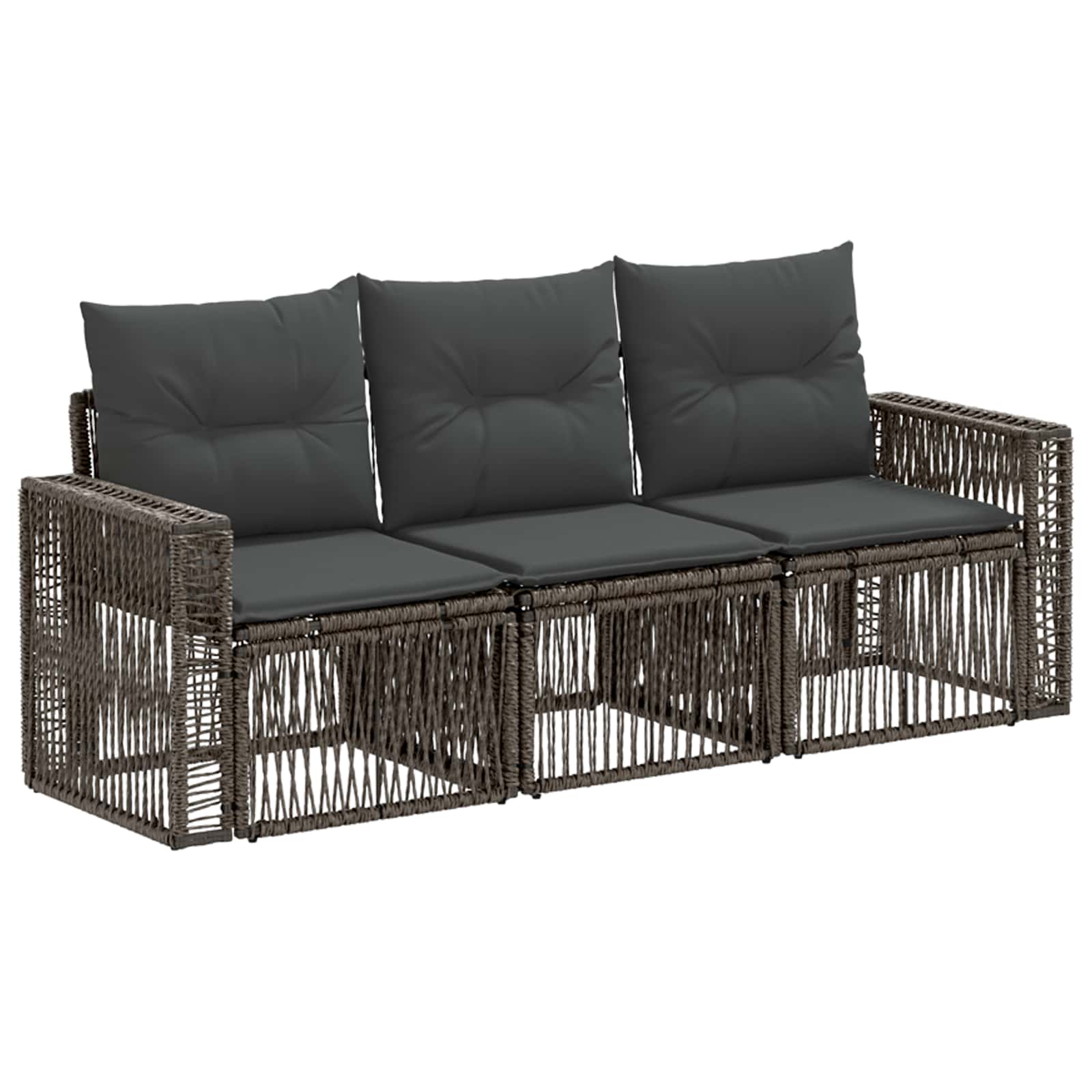 Tuinbankenset 3 pcs Grijs en Donkergrijs poly rattan is nu te koop bij PeponiXL, paradijselijk wonen!