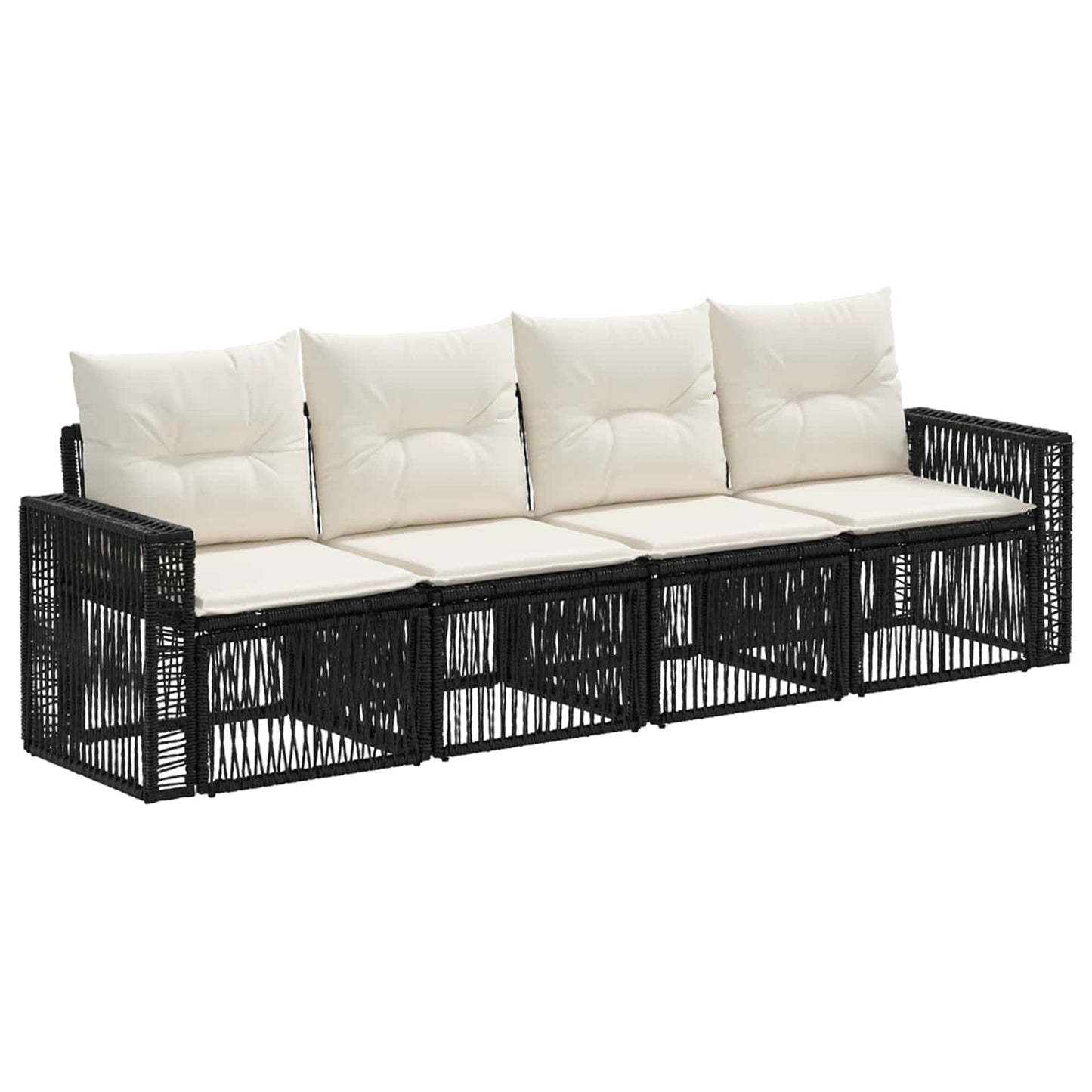 Tuinbankenset 4 pcs Zwart en Cream Wit poly rattan is nu te koop bij PeponiXL, paradijselijk wonen!
