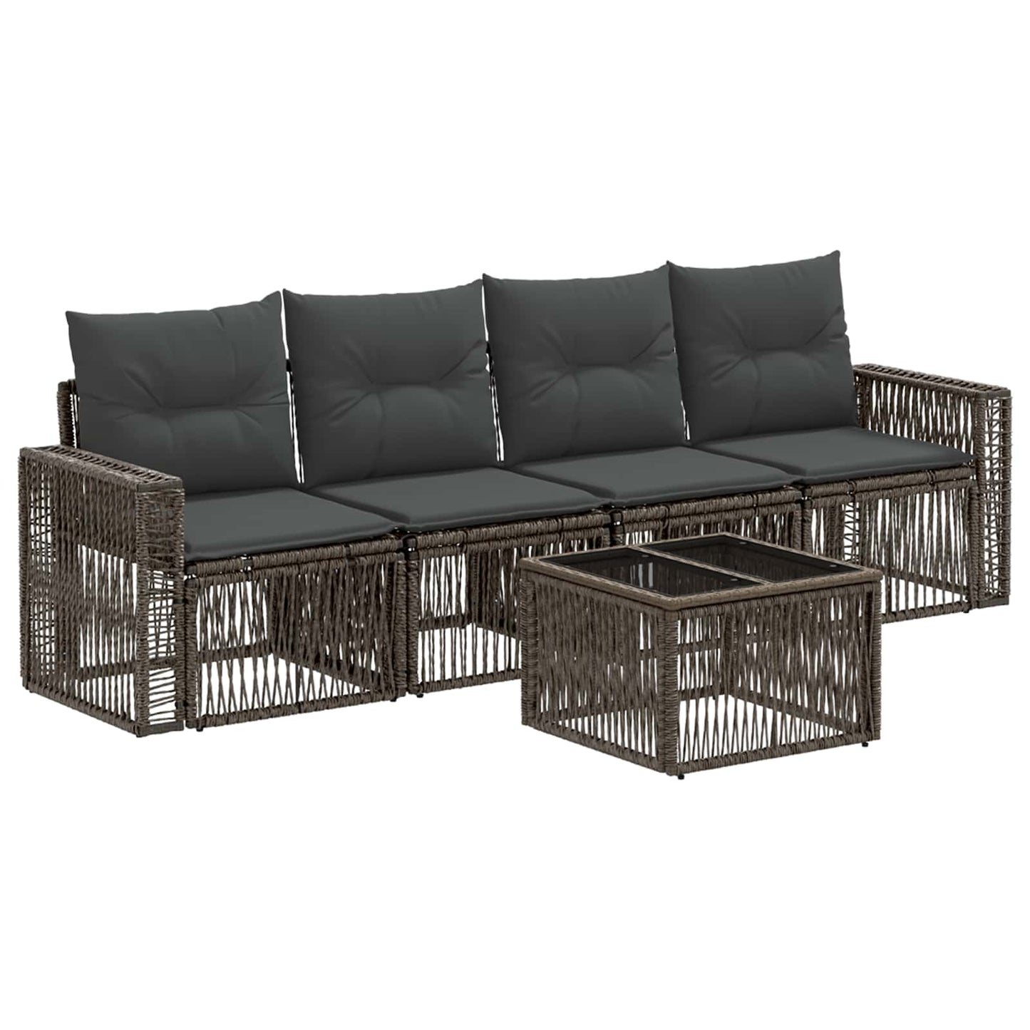 Tuinbankenset 5 pcs Grijs en Donkergrijs poly rattan is nu te koop bij PeponiXL, paradijselijk wonen!