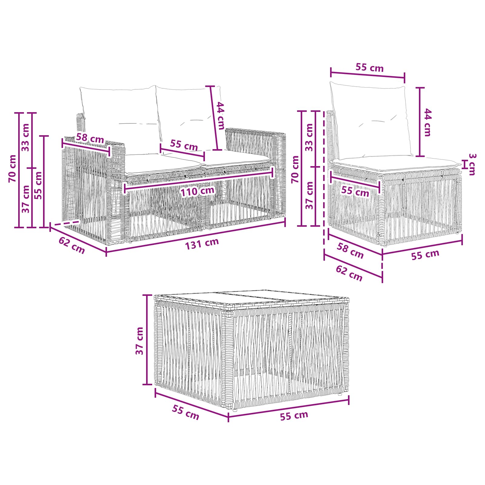 Tuinbankenset 5 pcs Grijs en Donkergrijs poly rattan is nu te koop bij PeponiXL, paradijselijk wonen!