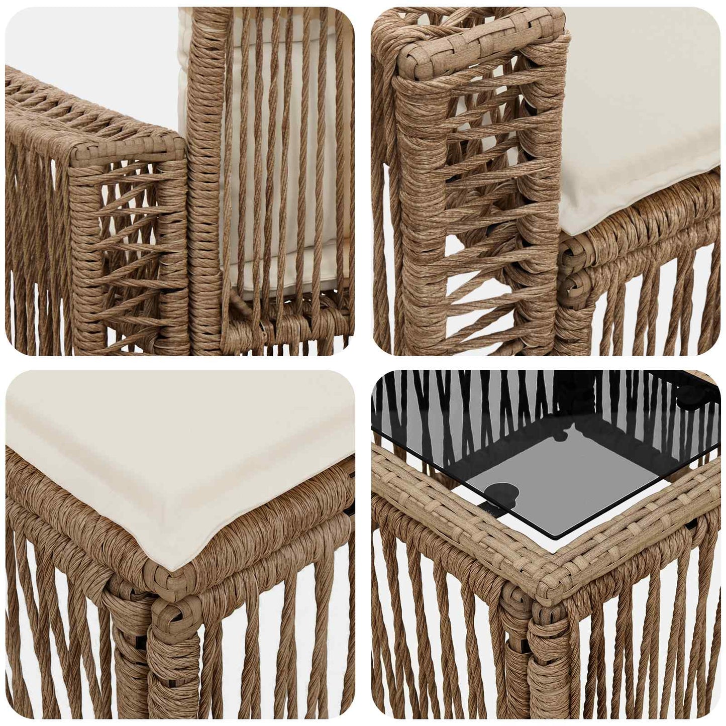 Tuinbankenset 5 pcs Beige en Crème Wit poly rattan is nu te koop bij PeponiXL, paradijselijk wonen!