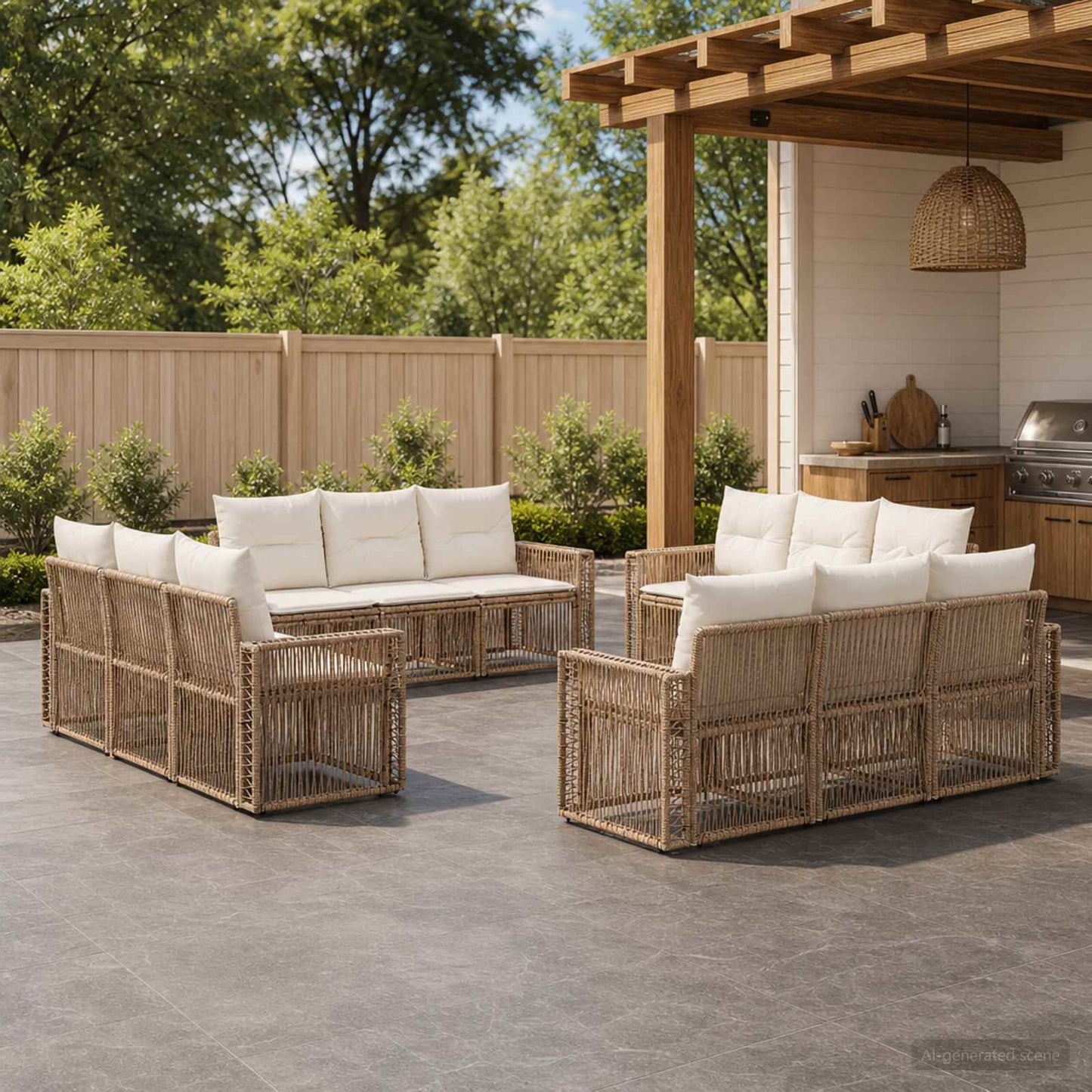 Tuinbankenset 12 pcs Beige en Crème Wit poly rattan is nu te koop bij PeponiXL, paradijselijk wonen!