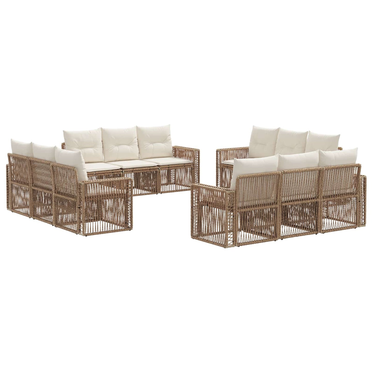 Tuinbankenset 12 pcs Beige en Crème Wit poly rattan is nu te koop bij PeponiXL, paradijselijk wonen!