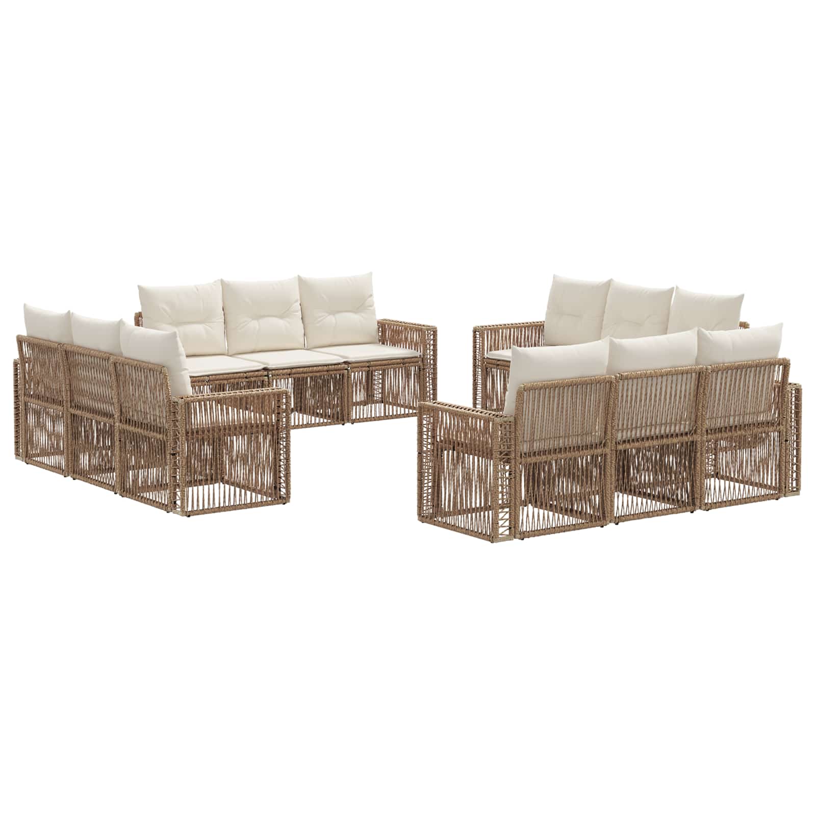 Tuinbankenset 12 pcs Beige en Crème Wit poly rattan is nu te koop bij PeponiXL, paradijselijk wonen!