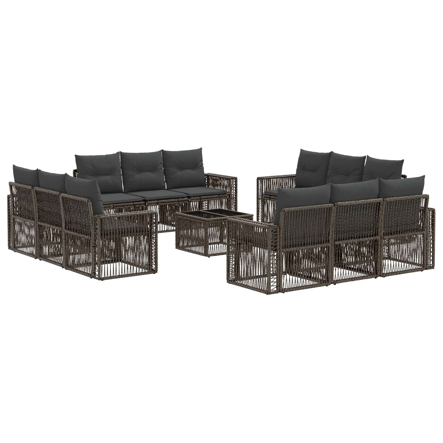 Tuinbankenset 13 pcs Grijs en Donkergrijs poly rattan is nu te koop bij PeponiXL, paradijselijk wonen!