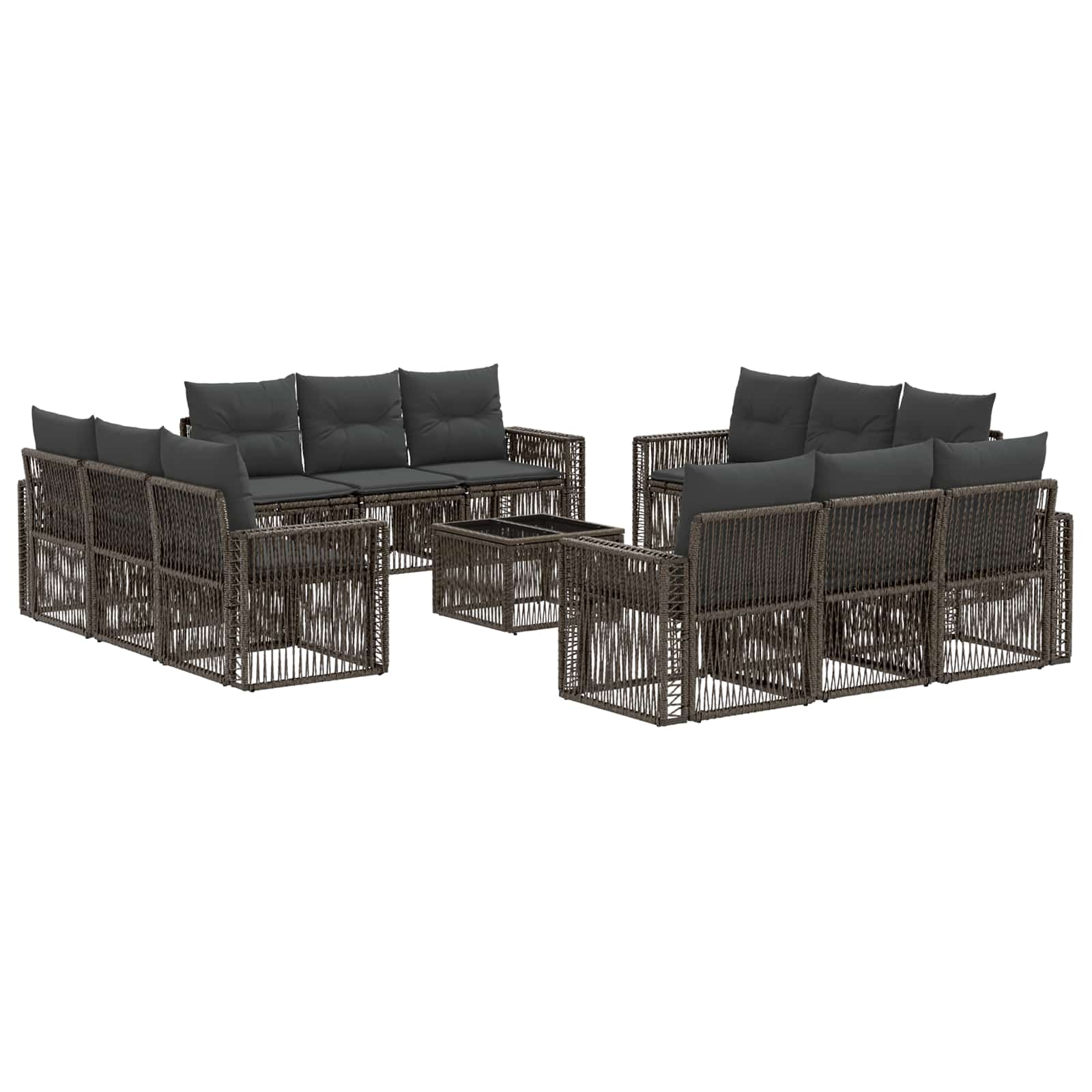Tuinbankenset 13 pcs Grijs en Donkergrijs poly rattan is nu te koop bij PeponiXL, paradijselijk wonen!