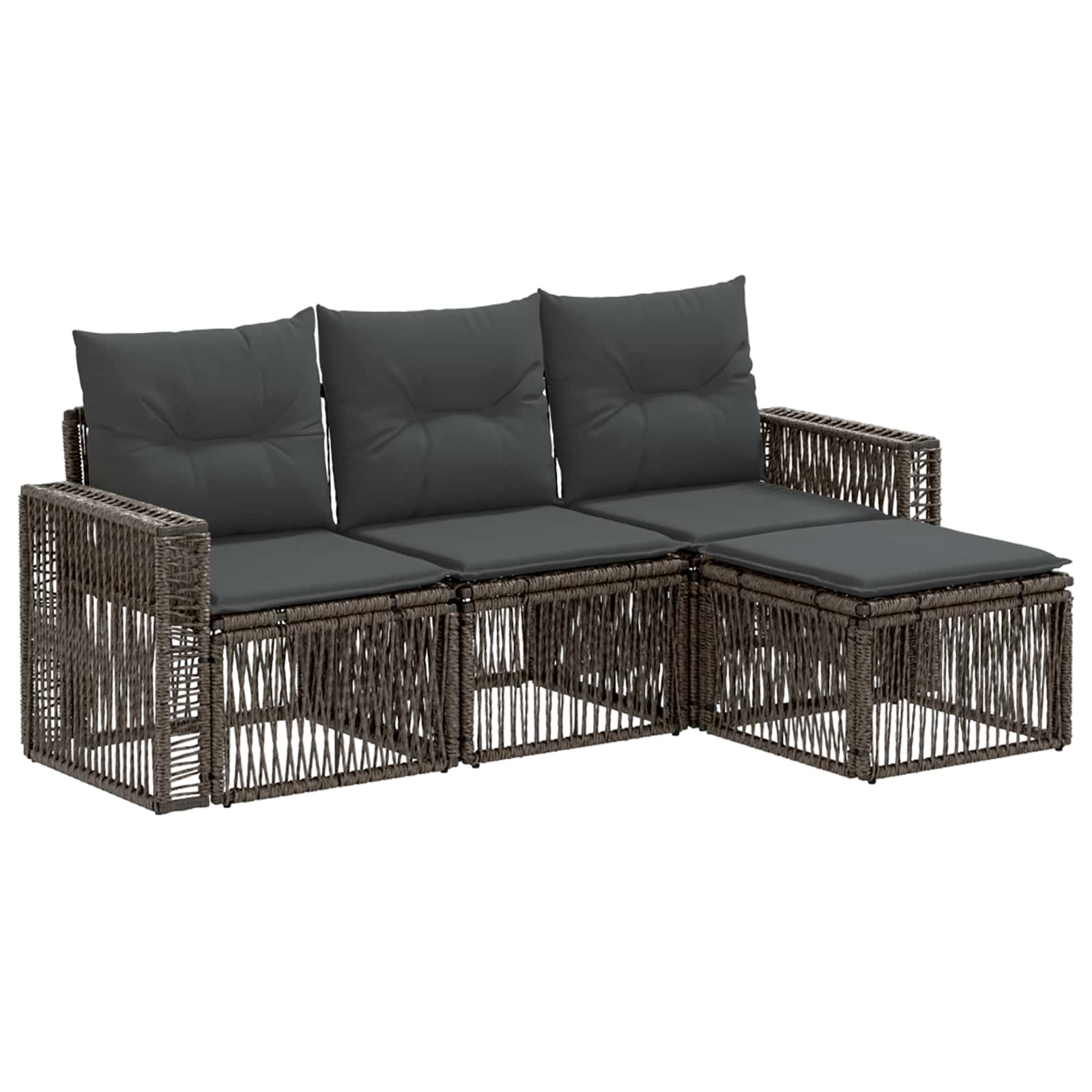 Tuinbankenset 4 pcs Grijs en Donkergrijs poly rattan is nu te koop bij PeponiXL, paradijselijk wonen!