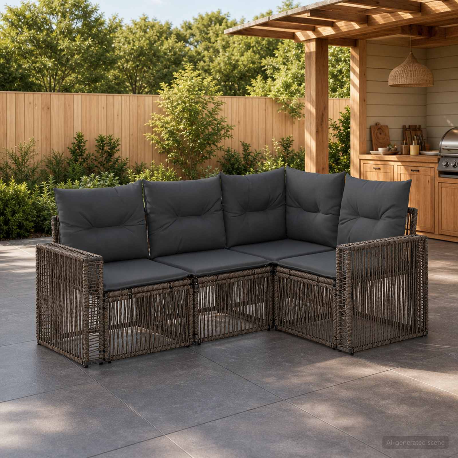 Tuinbankenset 4 pcs Grijs en Donkergrijs poly rattan is nu te koop bij PeponiXL, paradijselijk wonen!