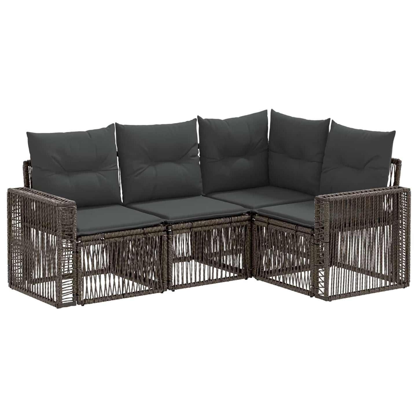 Tuinbankenset 4 pcs Grijs en Donkergrijs poly rattan is nu te koop bij PeponiXL, paradijselijk wonen!