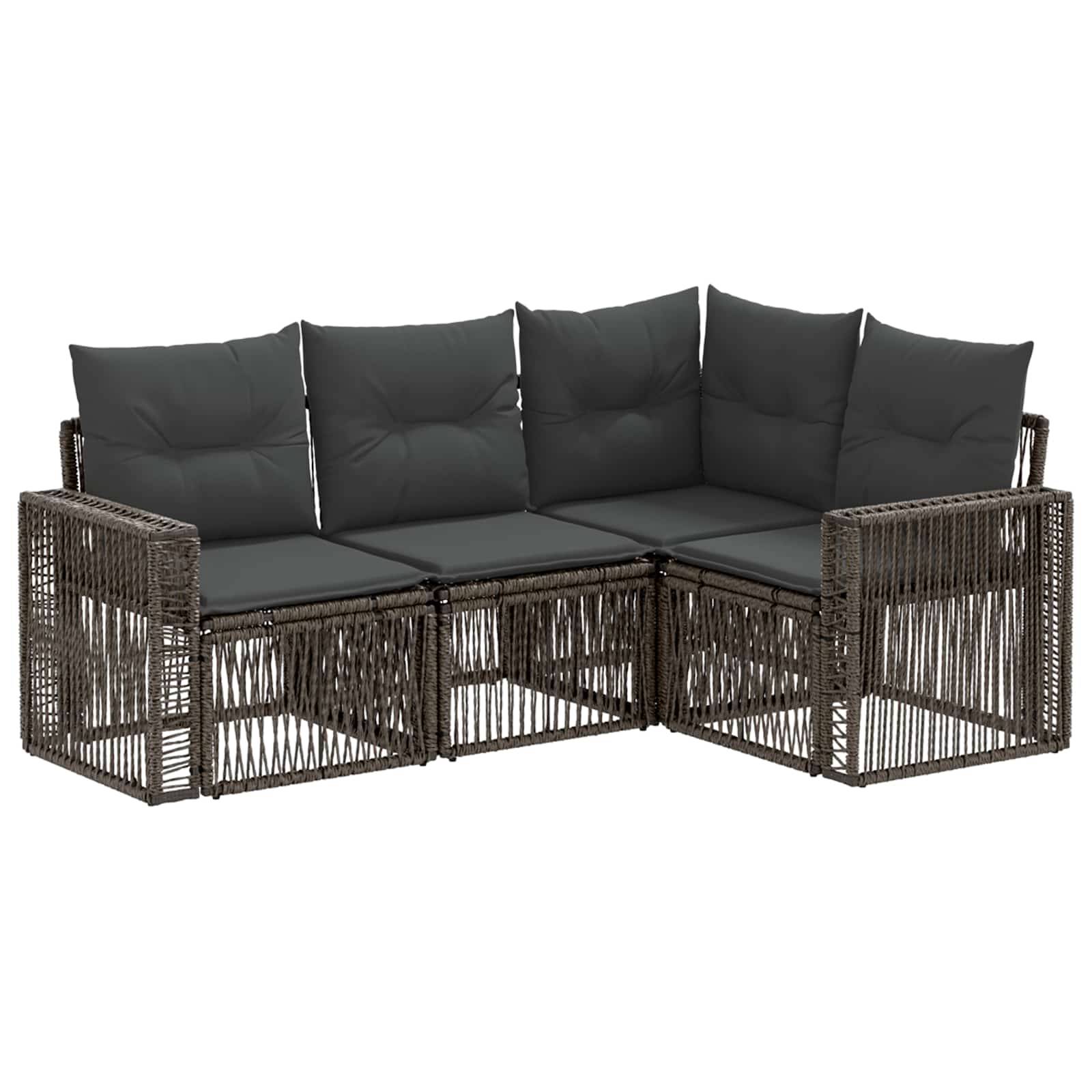 Tuinbankenset 4 pcs Grijs en Donkergrijs poly rattan is nu te koop bij PeponiXL, paradijselijk wonen!