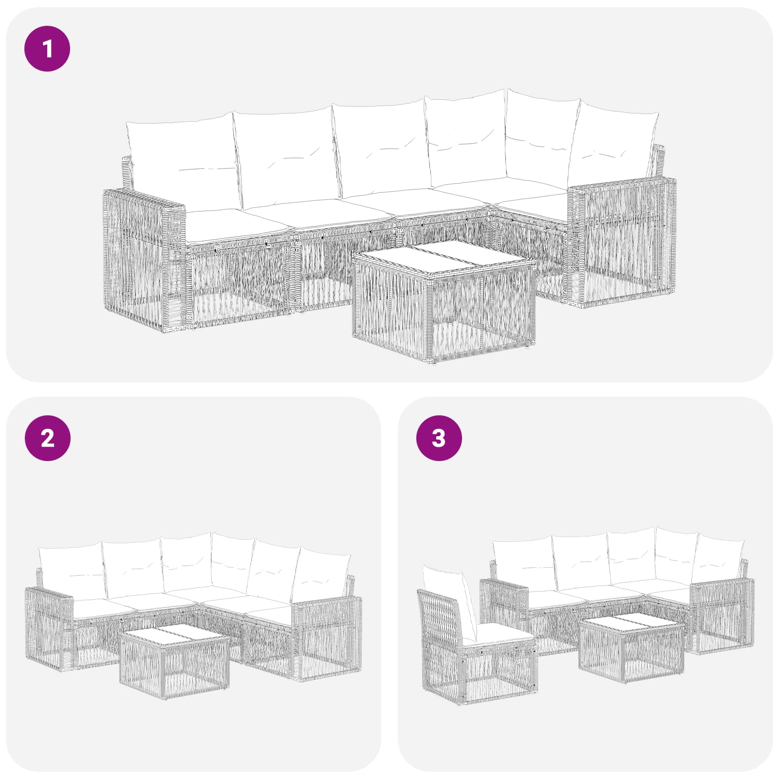 Tuinbankenset 6 pcs Zwart en Cream Wit poly rattan is nu te koop bij PeponiXL, paradijselijk wonen!