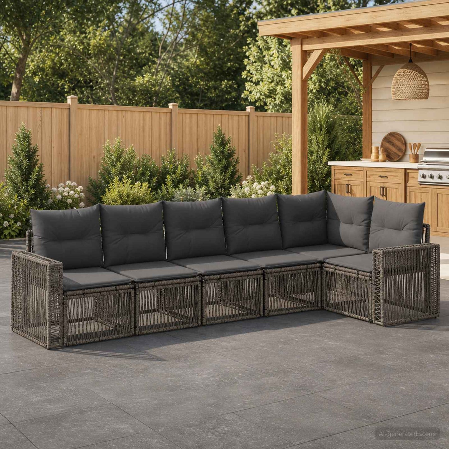 Tuinbankenset 6 pcs Grijs en Donkergrijs poly rattan is nu te koop bij PeponiXL, paradijselijk wonen!