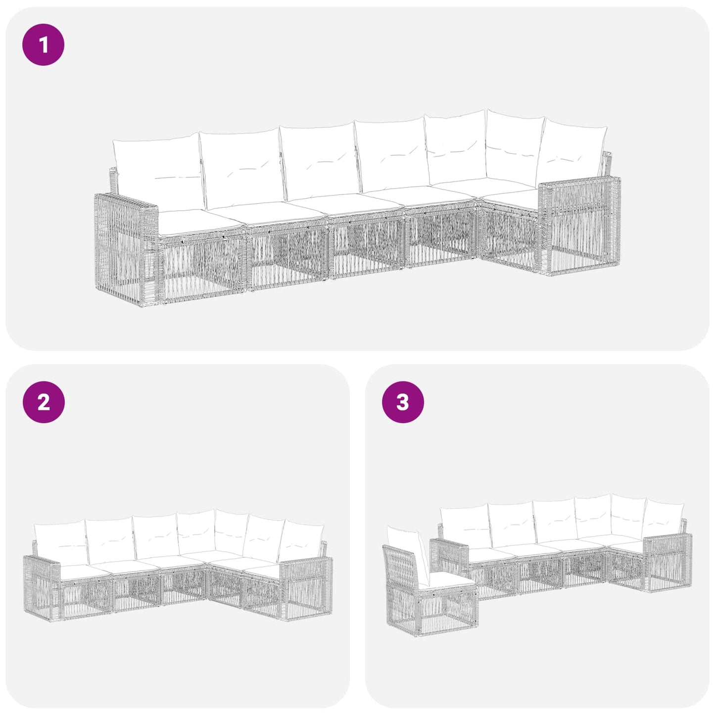 Tuinbankenset 6 pcs Grijs en Donkergrijs poly rattan is nu te koop bij PeponiXL, paradijselijk wonen!