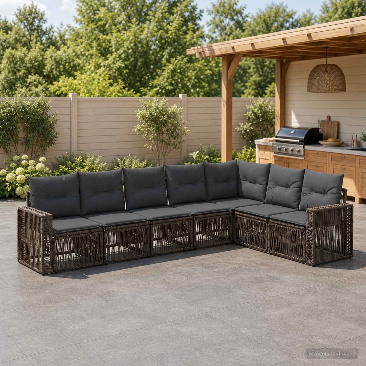 Tuinbankenset 7 pcs Grijs en Donkergrijs poly rattan is nu te koop bij PeponiXL, paradijselijk wonen!