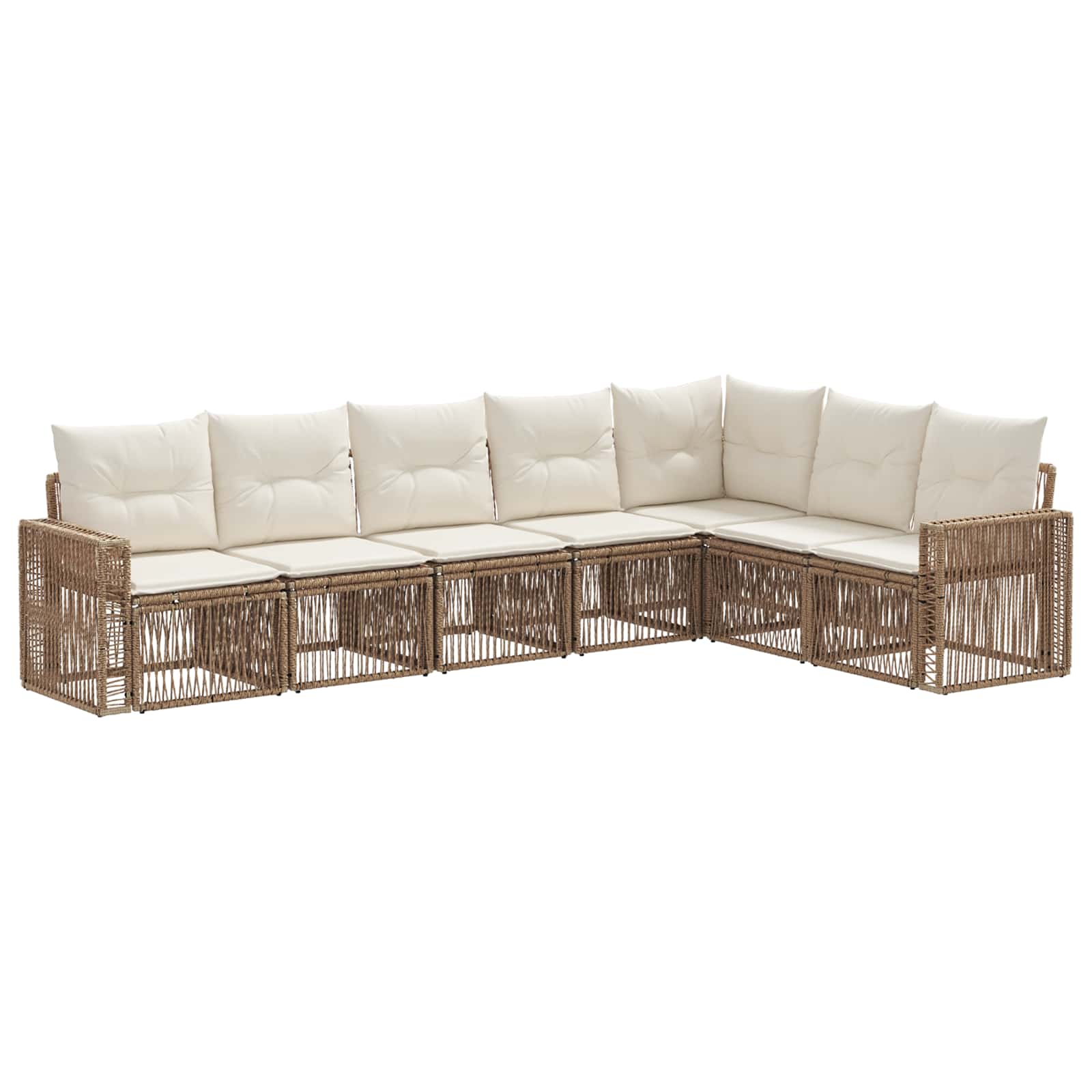 Tuinbankenset 7 pcs Beige en Crème Wit poly rattan is nu te koop bij PeponiXL, paradijselijk wonen!
