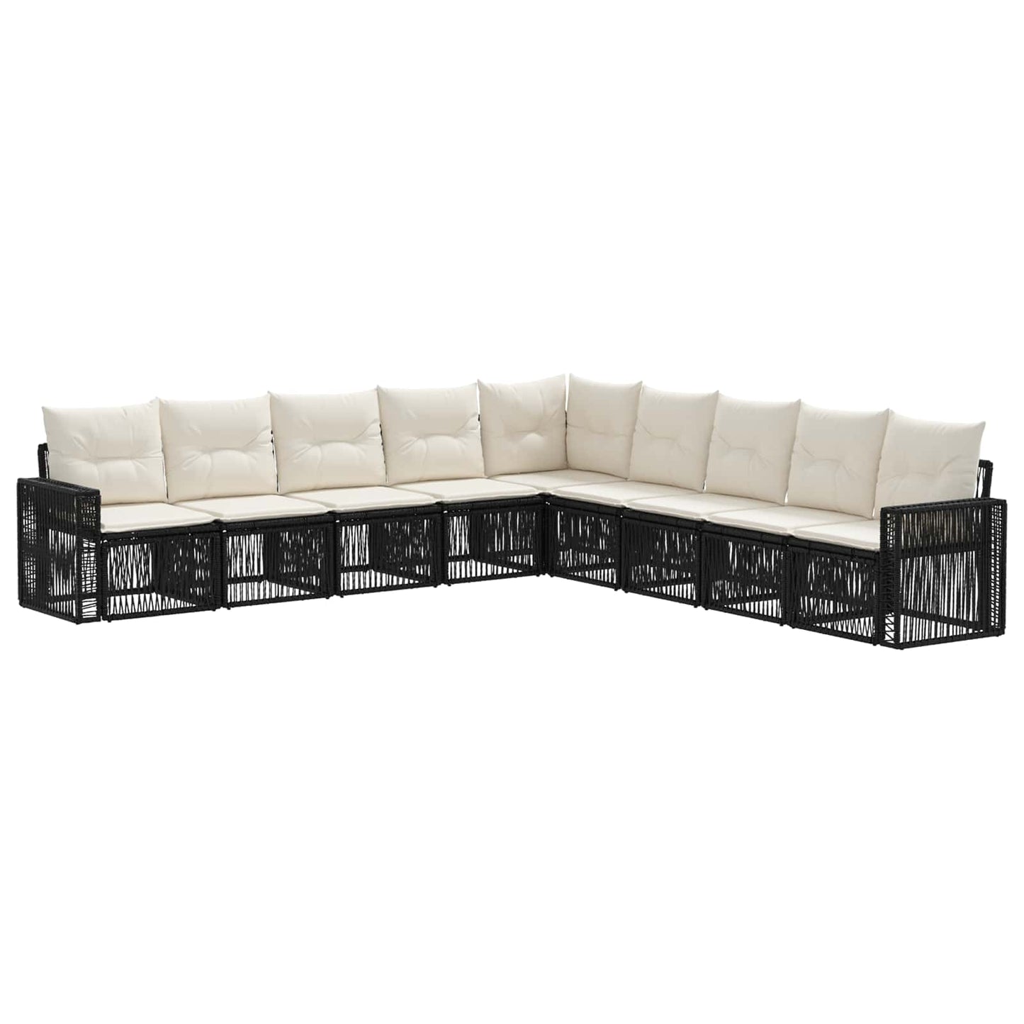 Tuinbankenset 9 pcs Zwart en Cream Wit poly rattan is nu te koop bij PeponiXL, paradijselijk wonen!