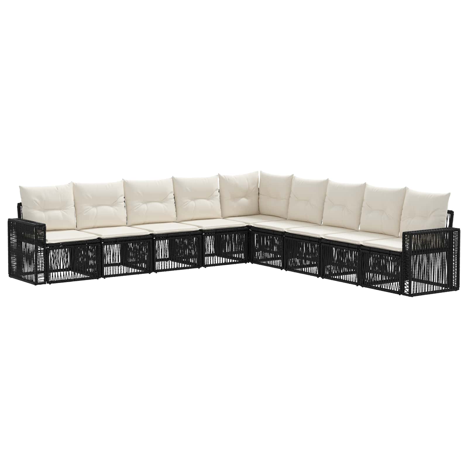Tuinbankenset 9 pcs Zwart en Cream Wit poly rattan is nu te koop bij PeponiXL, paradijselijk wonen!