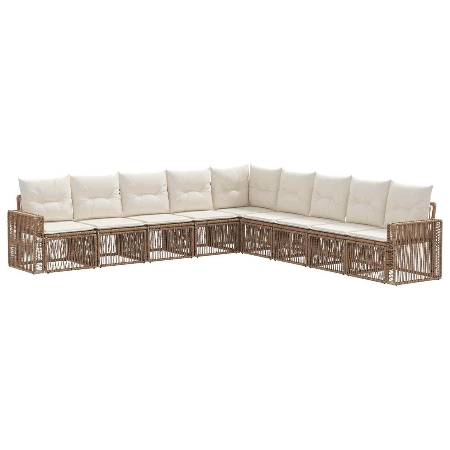 Tuinbankenset 9 pcs Beige en Crème Wit poly rattan is nu te koop bij PeponiXL, paradijselijk wonen!