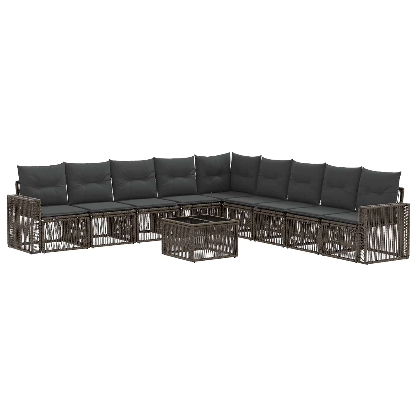 Tuinbankenset 10 pcs Grijs en Donkergrijs poly rattan is nu te koop bij PeponiXL, paradijselijk wonen!