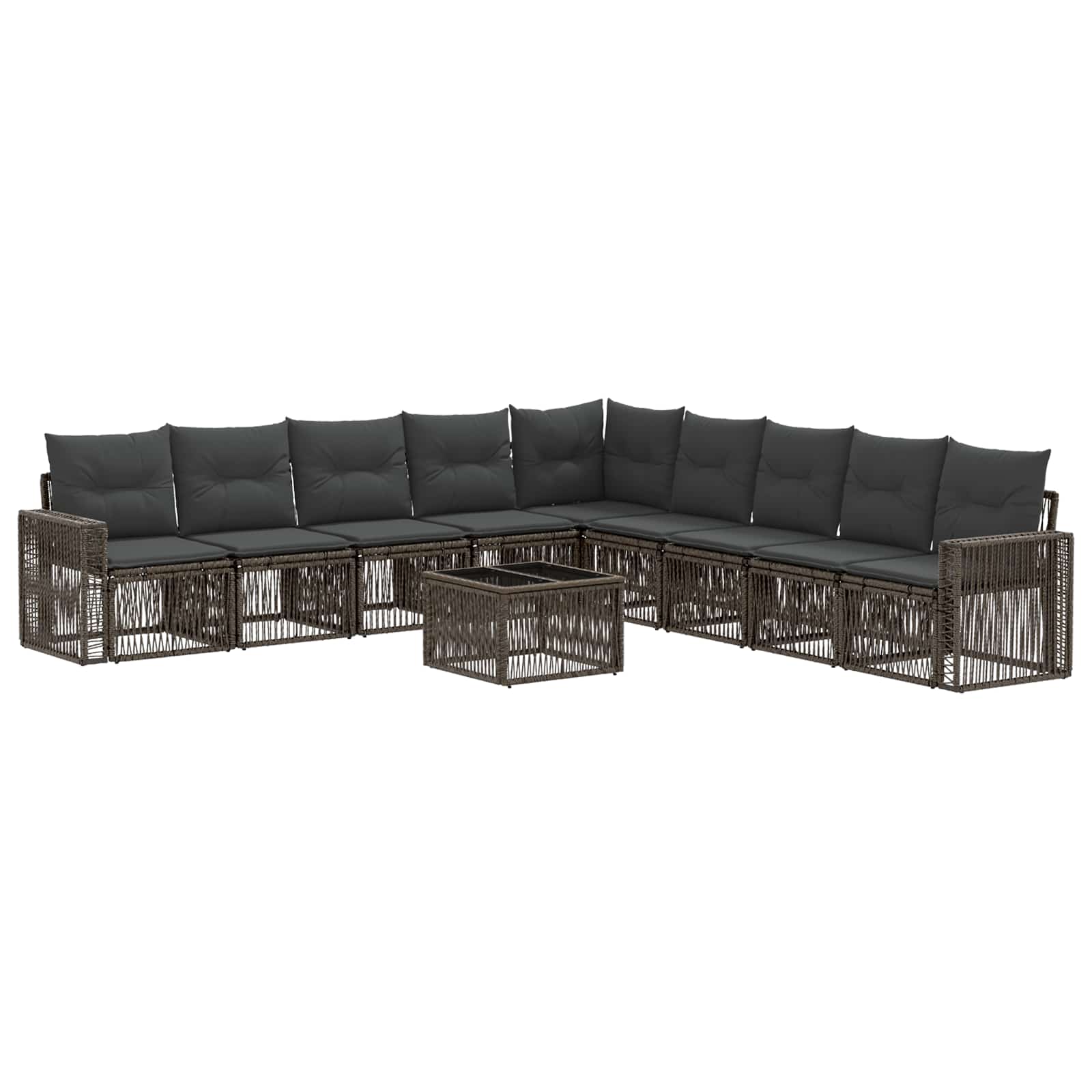 Tuinbankenset 10 pcs Grijs en Donkergrijs poly rattan is nu te koop bij PeponiXL, paradijselijk wonen!