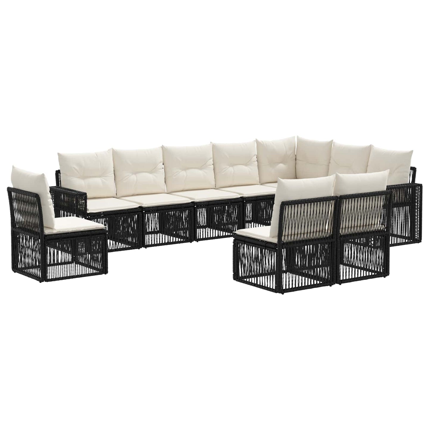 Tuinbankenset 10 pcs Zwart en Cream Wit poly rattan is nu te koop bij PeponiXL, paradijselijk wonen!