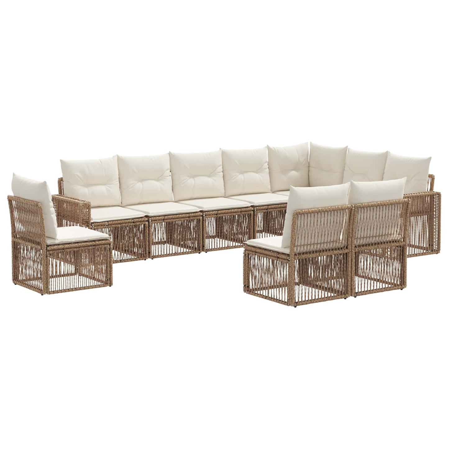 Tuinbankenset 10 pcs Beige en Crème Wit poly rattan is nu te koop bij PeponiXL, paradijselijk wonen!