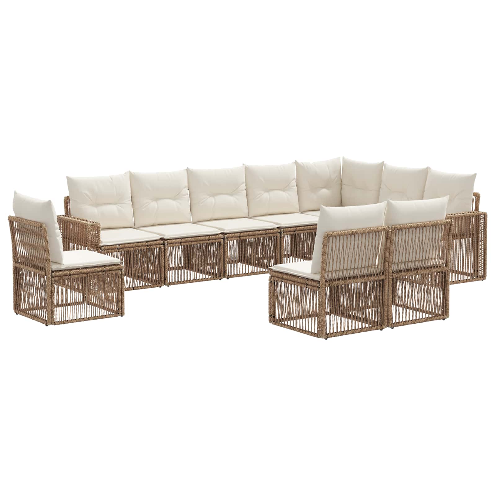 Tuinbankenset 10 pcs Beige en Crème Wit poly rattan is nu te koop bij PeponiXL, paradijselijk wonen!